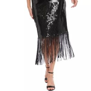 Rachel Zoe Black Sequin Midi Pencil Skirt Set